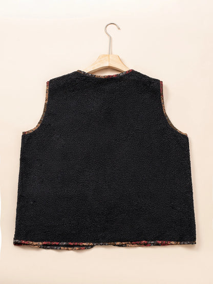 Autumn And Winter Warm Vest One Size Embroidered Flower Suede Lamb Vest Coat With Pockets For Women Sleeveless Loose Jacket
