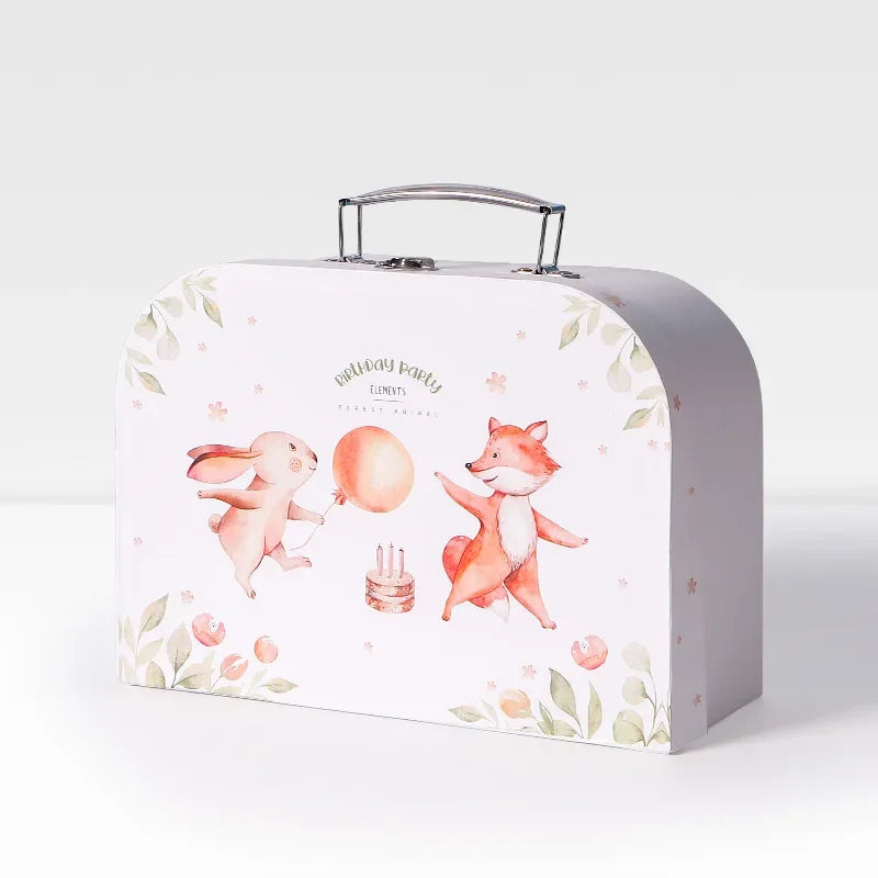 Portable Storage Box Suitcase Paperboard Boxes Case Small Handheld Decorative Gift Cardboard Stationery Organizer chesttravel