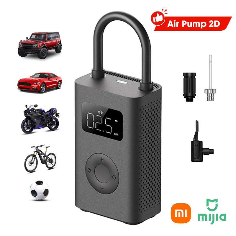 Xiaomi Mijia Air Pump 2D Portable Electric Air Compressor, Smart Digital Tire Inflator with Pressure Detection for Cars, Motorcycles, Scooters, Bicycles and Sports Balls