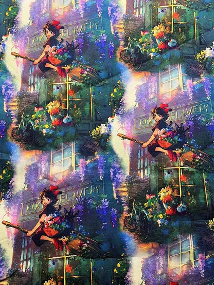 Cotton Fabric Digital Printing HD Fairy Tale Dream House Elf for DIY Handmade Sewing Clothes Bags Dresses by Half Meter
