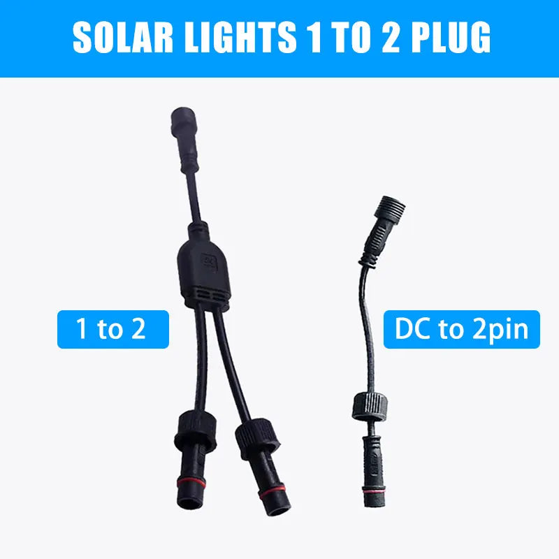 IP67 Solar Light Conversions 1 to 2 Splitter DC To 2Pin Plugs Intelligent Triage Universal Waterproof Connector Male Female Wire