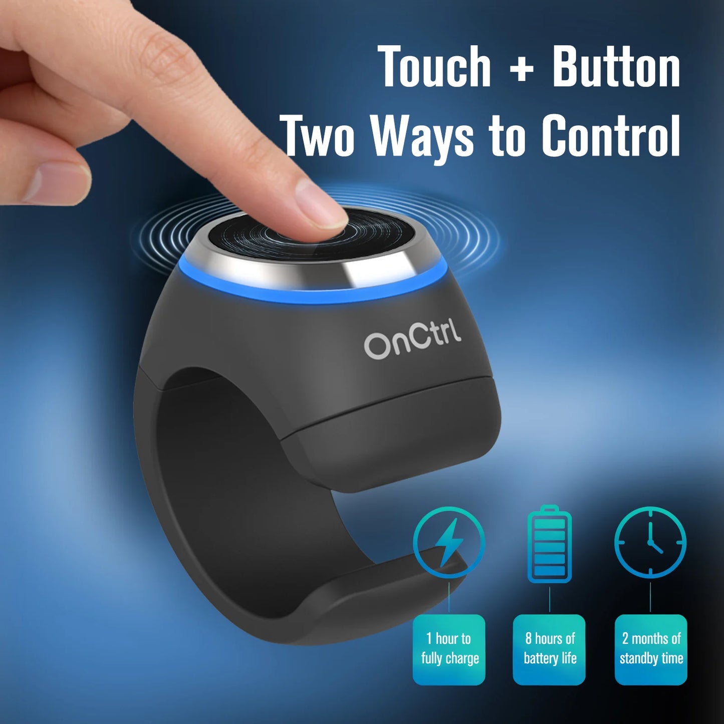 Wireless Finger Remote for Action Cameras. Gesture control for one-click shoot & record. Equipped with 3 clips for different