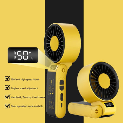 Lenovo 3-in-1 High-Speed Handheld Fan Portable Foldable 3-second Cooling 150 Wind Speeds LED Display with Lanyard For Outdoor