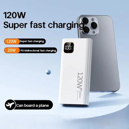 Lenovo 500000mAh Portable Power Bank 120WSuper Fast Charging Large Capacity External Battery Charger Powerbank For Xiaomi iPhone