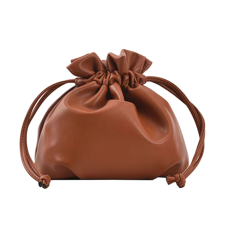 Lady Shoulder Bag Korean Fashion Women Drawstring Bucket Bag Casual Cute Messenger Bag Small Solid Color Female Crossbody Bag