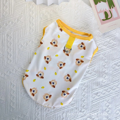 Pet Dog Clothes Puppy Summer Vest Thin Pomeranian Jumper Bear Print T-shirt Teddy Cartoon Clothing Dog Products Xs-xl