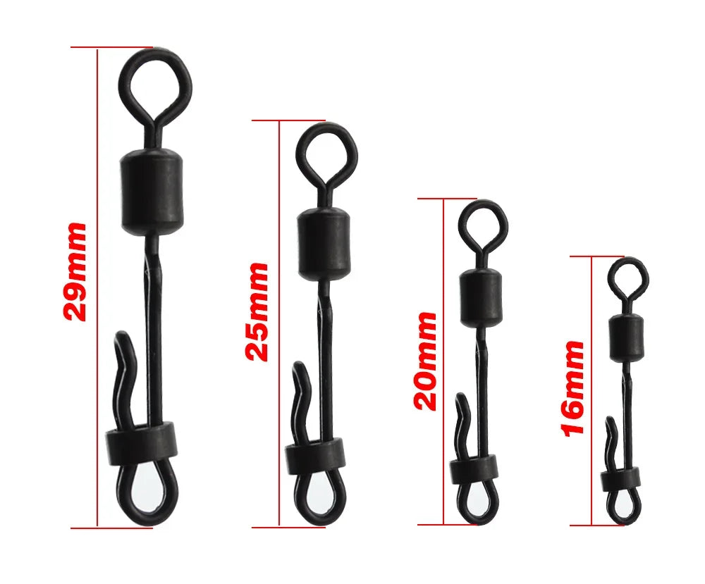 Hirisi 10er-Pack Schnellwechselwirbel mit Klemmverschluss für Karpfenangelzubehör im Süßwasser