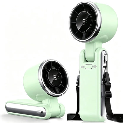 Handheld Fan Portable Foldable USB Rechargeable, Ultra Quiet 5-speed Adjustable, 1200mAh Battery (10 Hours Running Time)