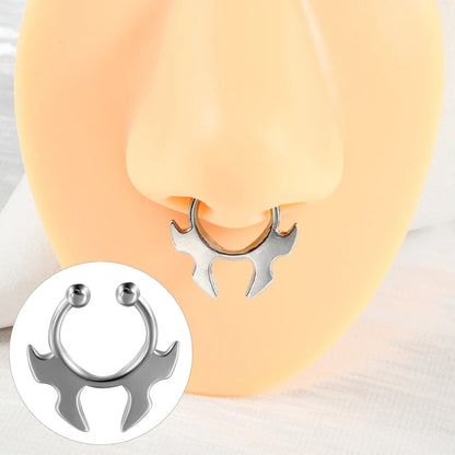 5-1PCS Stainless Steel Non Piercing Nose Clip Cone Bull Punk Unique Fake Nose Septum Ring Non-pierced Body Jewelry Unisex