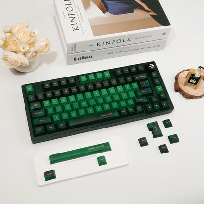 XVX Cherry Keycaps Green Maple Leaf Theme PBT Dye-sub Keycaps Double Shot Green Keycaps 134 Keys