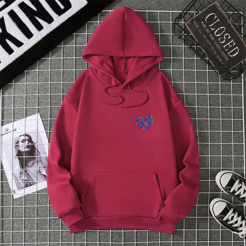 A Simple Depiction Of Love Printed Women Hooded Graphic Funny Hoodies O-Neck Loose Casual Tops Sport Street Fashion Sweatshirt