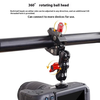 1Set Photography Accessories Camera Metal Super Clamp With Double Ball Head Magic Arm For  Monitor Light Mic Phone Mount