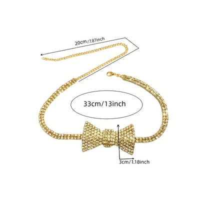 Luxury classic sparkling crystal bow necklace necklace necklace necklace fashionable women's rhinestone necklace jewelry accesso
