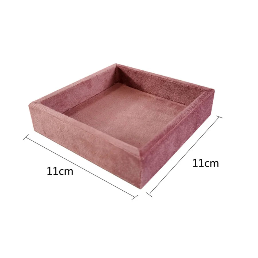 Pink Velvet Jewelry Organizer Trays Earrings Rings Holder Stud Ear Watch Bangle Storage Tray Jewelry Counter Jewelry Display