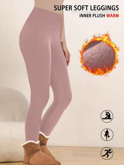 Womens Thermal Fleece Lined High Waisted Leggings. Workout Winter Warm Thick Tights Soft Yoga Pants