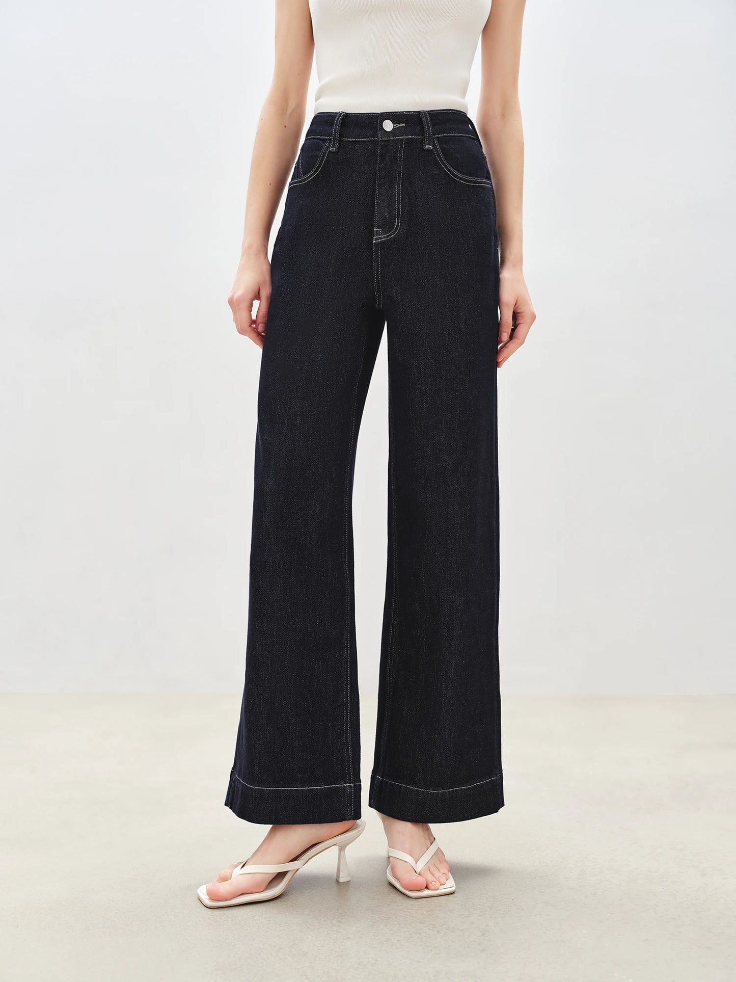 ZIQIAO Anti-fading Self-slimming Straight Jeans for Women 2025 New Slim Pants All-match Trousers