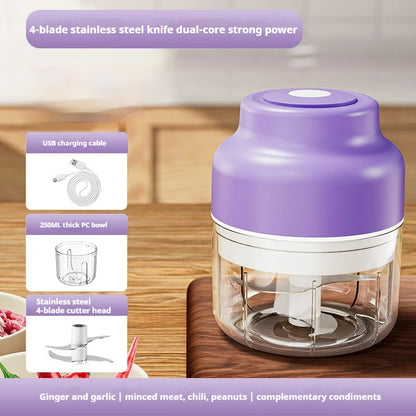 320ML Electric Garlic Grinder, Vegetable Chopper, Food Processor, USB Mini Garlic Grinder, Portable Small Food Processor