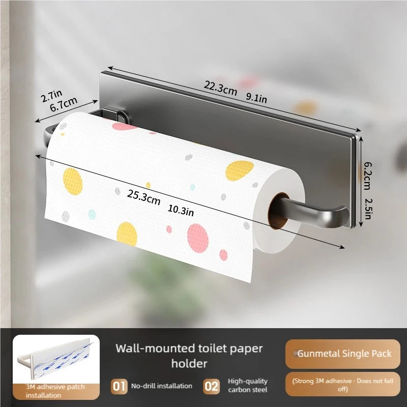 1 magnetic self-adhesive wall-mounted tissue holder with cling film, easy magnetic installation, suitable for kitchen, bathroom