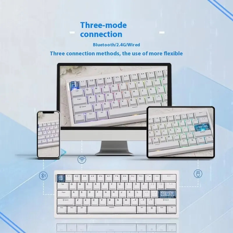 CIDOO QK61 V2 Mechanische Tastatur, 60%-Layout, Gasket-Struktur, VIA-programmierbar, Hot-Swap-fähig, drei Modi, kabellos, RGB-Tastatur