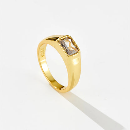 DPLAOPA 925 Sterling Silver Gold Thick Band Big CZ Zircon Size Ring Women Luxury Fine Jewelry 2023 Fine Jewelry Crystal