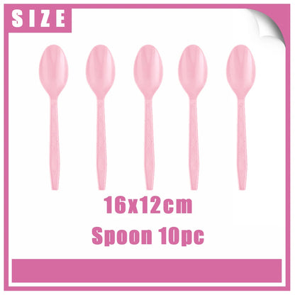 Girl's Birthday Party Supplies  Cosmetics Decorations Background Banners Disposable Cups Plates Knives Forks Spoon Gift Backdrop