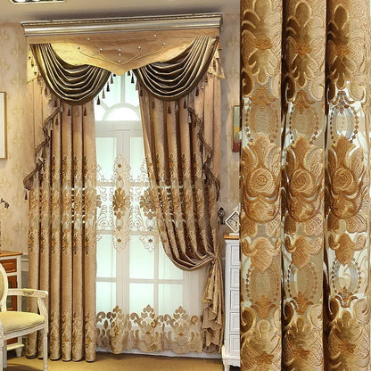 European-style curtains for living room dining room bedroom Chenille luxury high-end blackout embroidery extravagance retro new