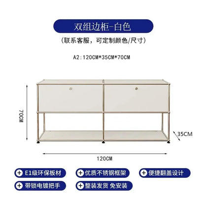 Storage Cabinet Sideboards Cabinet Shelf Module Modular DIY TV Stand Living Room Furniture Stainless Steel Vintage Frame