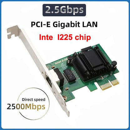 2.5G PCI-E Network Card RTL8125B Chip Gigabit Ethernet PCI Express Network Card 10/100/2500Mbps 1Gbps/2.5Gbps RJ45 LAN For PC