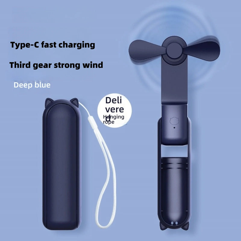 Portable Mini Handheld Fan Small Pocket Fan USB Rechargeable Battery Fan Folding Cooling Hand Fan Mini USB Fan with Power Bank