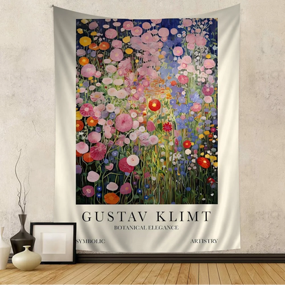 Gustav Klimt Flower Garden Sunflowers Cartoon Tapestry Art Science Fiction Room Home Decor Art Home Decor