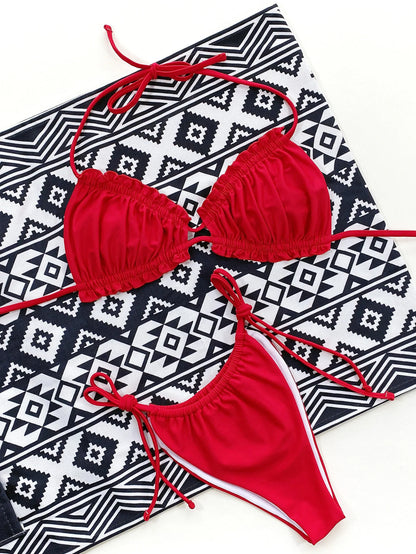 Bikinis 2025 Woman Sexy Ruffled Frilled Pleated Ruched Bikini Women Swimwear Two-piece Swimsuit Bikini set Bathing Suit