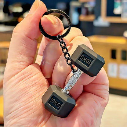 Gym Dumbbell Keychain Fashion 3D PVC Dumbbell Keychain Car Key Wallet Backpack Pendant Creative Gifts For Fitness Enthusiasts