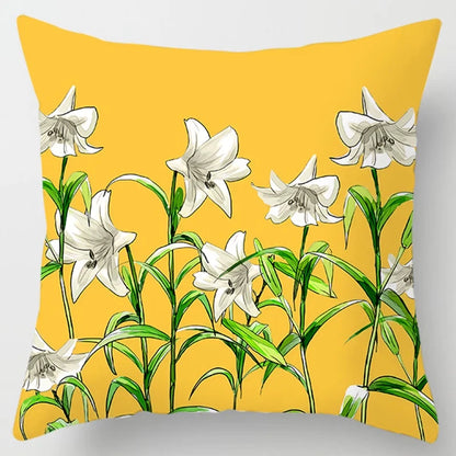 Modern Simple Yellow Flower Pillowcase Home Sofa  Lumbar   Cushion  Pillow