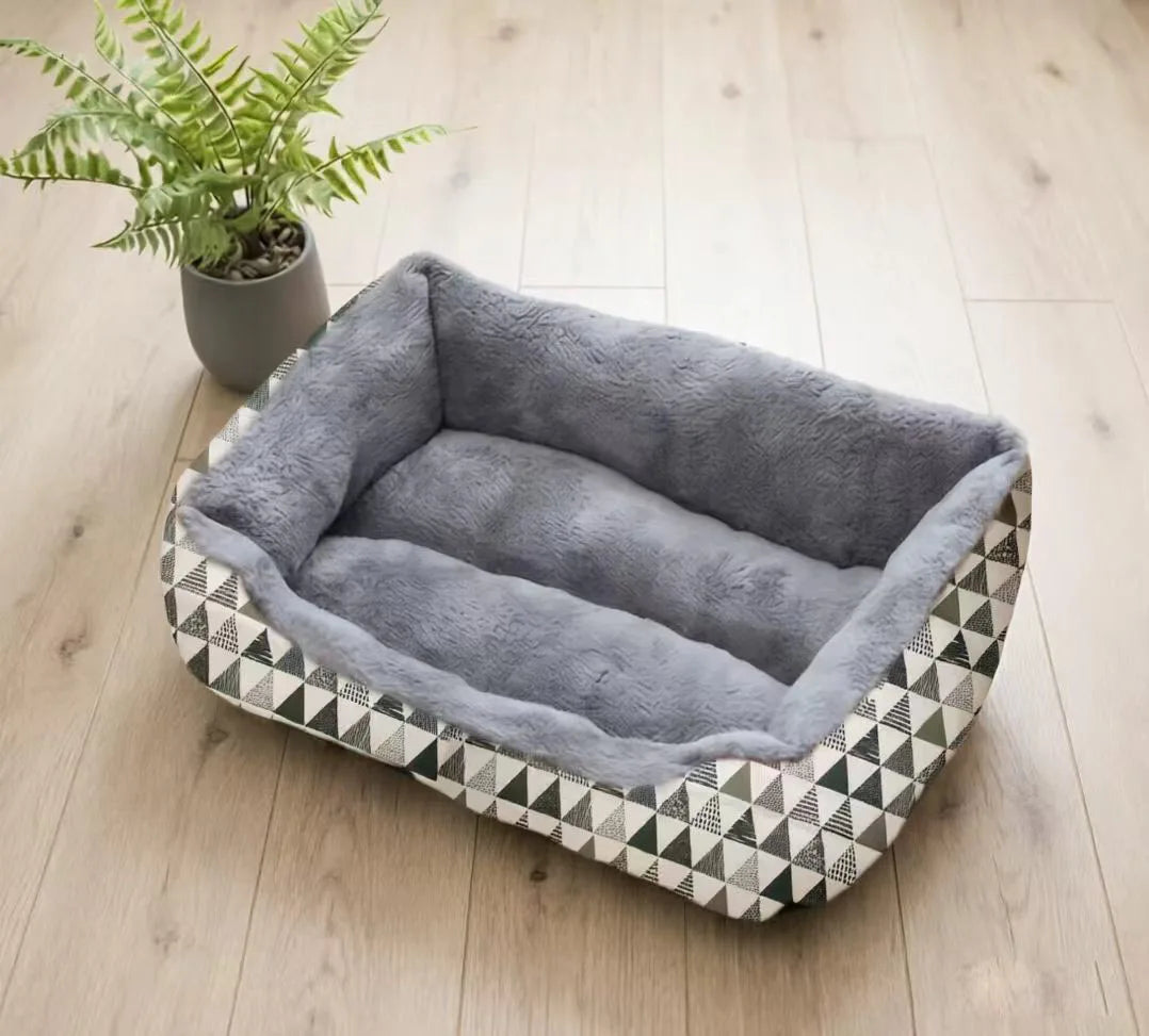 Cozy Print Pet Bed for Dogs & Cats - Soft Plush Warm Kennel Mat, Non-Slip Bottom, Ideal for Small to Medium Pets
