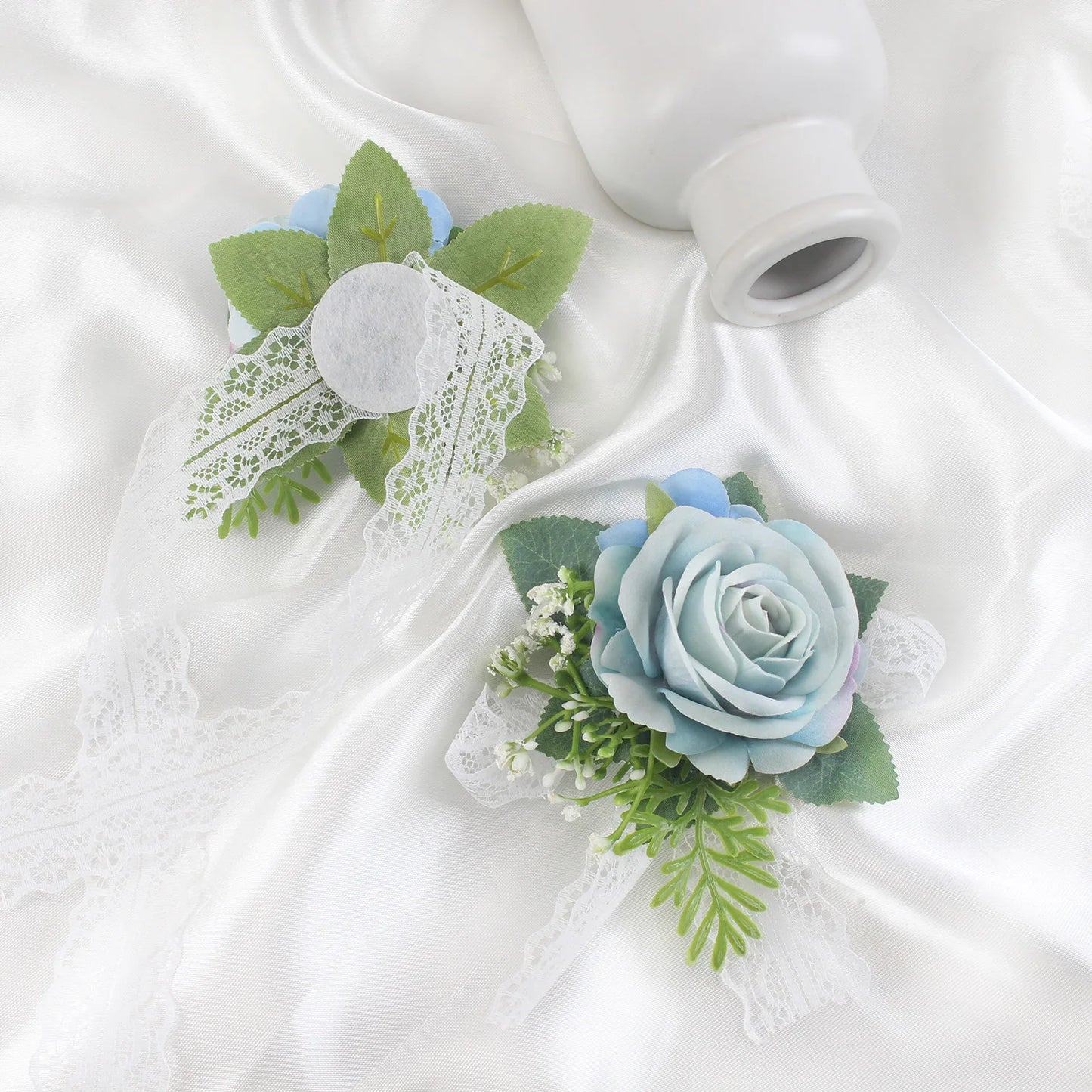 Girls Bridesmaid Wrist Corsage Bridal Prom Party Flannelette Rose Lace Bracelet Fabric Hand Flowers Wedding Accessories