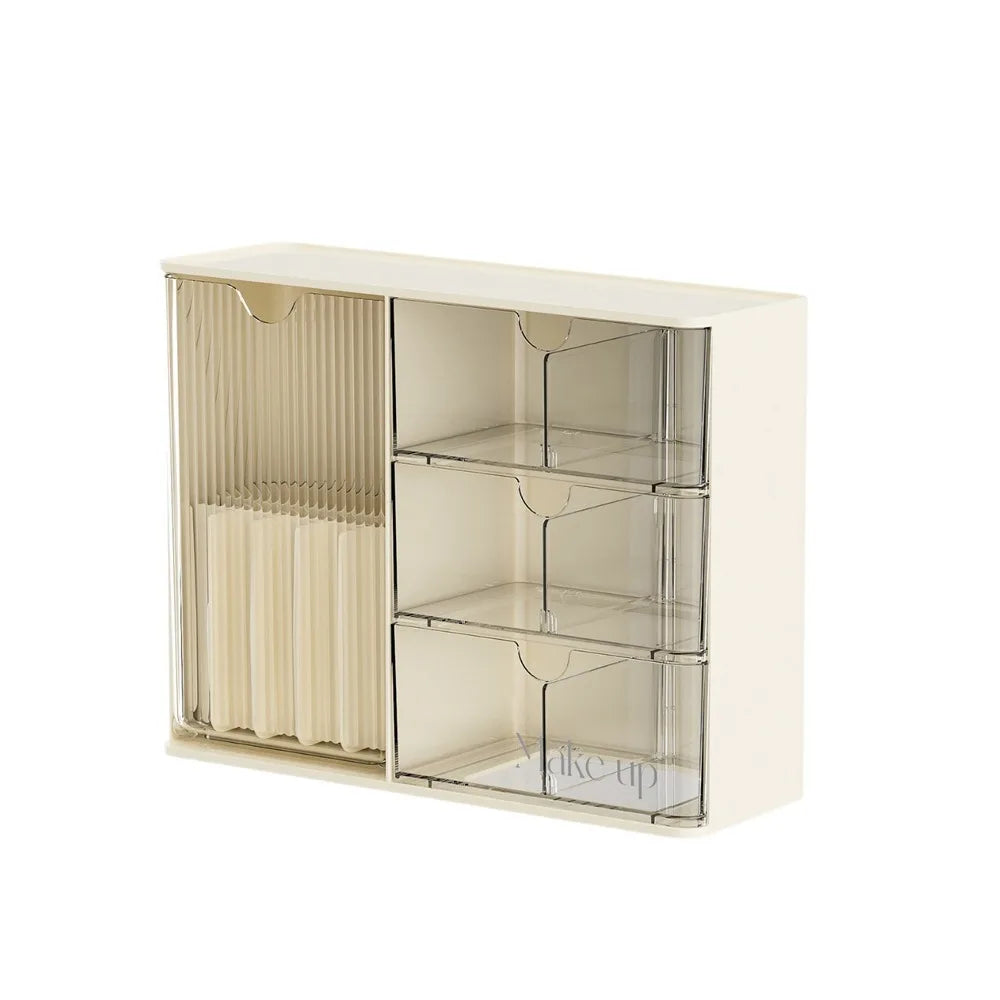 Plastic Cosmetic Storage Box Large Capacity Transparent Drawer Style Storage Box with Drawers Dust-Proof Cosmetic Display Case