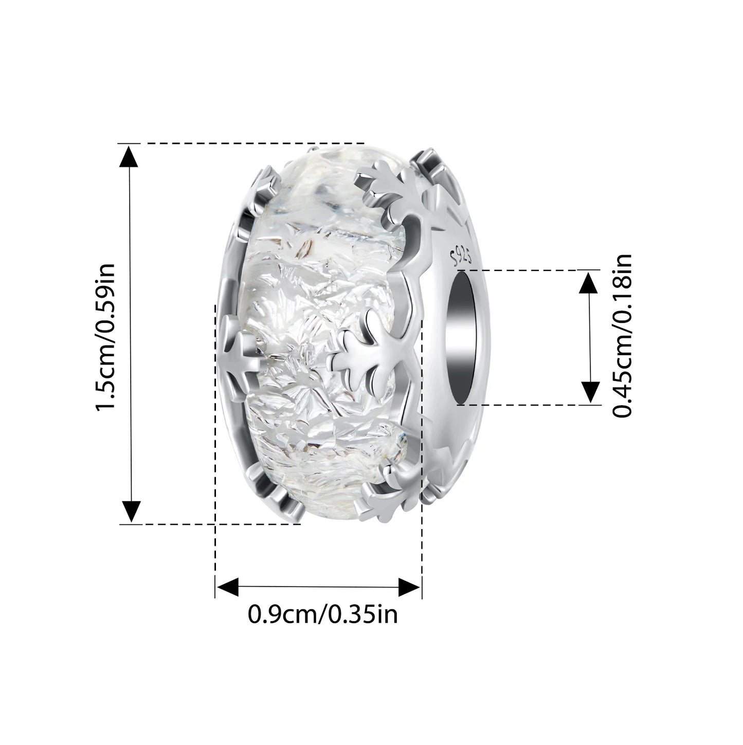 WOSTU 925 Sterling Silver Snowflake Charm Winter Snow Beads Purity Original Fit for Women Girls Necklace DIY Fine Jewelry Gift