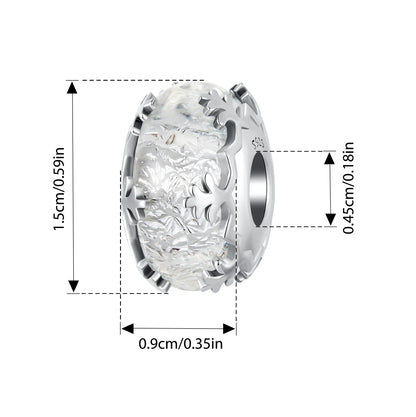 WOSTU 925 Sterling Silver Snowflake Charm Winter Snow Beads Purity Original Fit for Women Girls Necklace DIY Fine Jewelry Gift