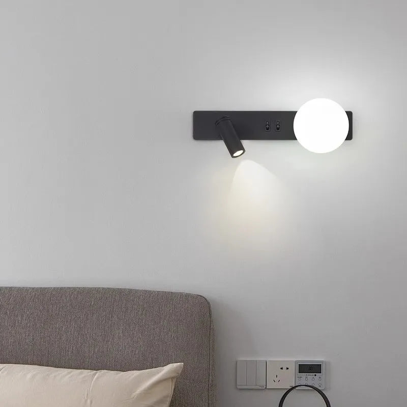 Bedroom Bedhead Reading Light Creative Minimalist LED with Switch Hotel Rooms Study Living Room Background Wall Decorative Light