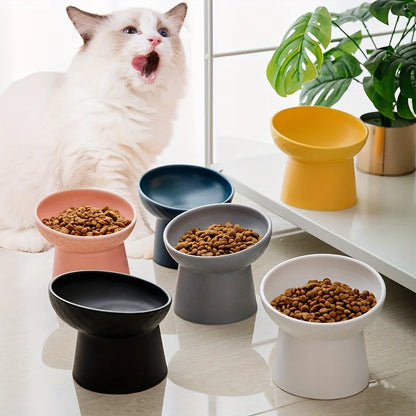 Ceramic Cat Bowl Pet Bowl High-leg Cat Bowl with Neck Protection Dog Choke-proof Bowl Dog Bowl Cat Accessories Pet Supplies
