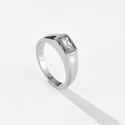 DPLAOPA 925 Sterling Silver Gold Thick Band Big CZ Zircon Size Ring Women Luxury Fine Jewelry 2023 Fine Jewelry Crystal