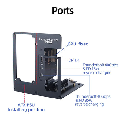 eGPU Thunderbolt 4/3 TB3/TB4 To PCIe X16  GPU Dock External Graphics USB4 NUC Laptop Gaming  Bracket