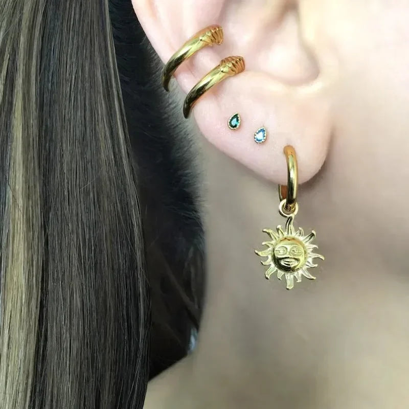 Sun and Moon Hoop Earrings, Sun Hoop Earrings, Hoop Earrings, Gothic Jewelry, Celestial Jewelry , Moon Earrings