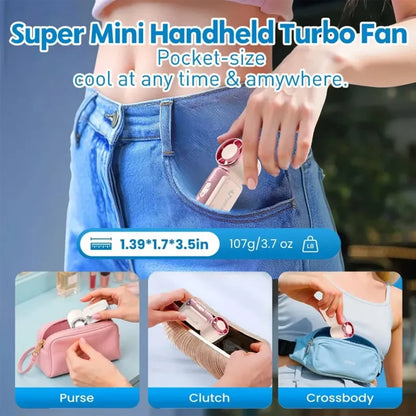 Portable Mini Handheld Fan 199-speed 3600mAh Rechargeable Mini Personal Hand Fan Battery Operated for Outdoor Travel Beach