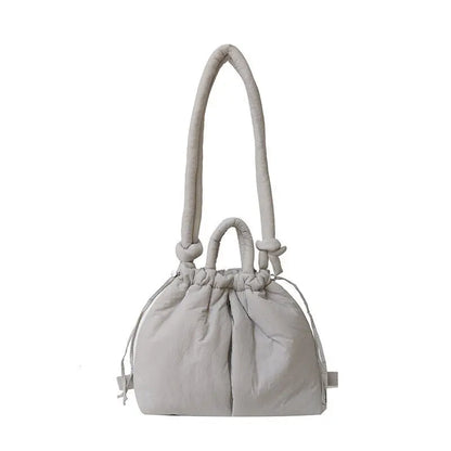 Casual Large Capacity Puffer Tote Bag Designer Padded Nylon Women Handbags Knotted Strap Shouder Crossbody Bags Warm Sac 2024