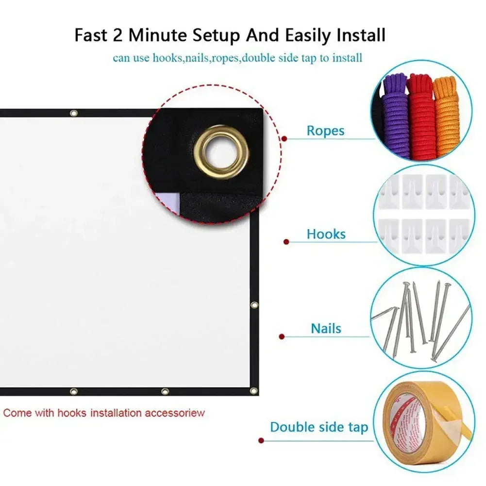 Projectors Screen Fabric Projector Cloth Anti-light 60 72 84 100 120 150inch  Home Outdoor Office Simple Curtain Accessories