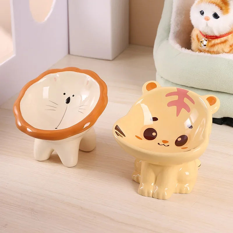 New Cartoon Ceramic Cat Bowl Creative Cute Puppy Dog Feeder Pet Feeding and Water Eatting Bowl Drinker Porcelain Pet Supplies