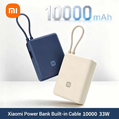 Xiaomi 10000mAh 33W Two-Way Fast Charging Portable External Battery Power Bank with Built-in USB-C Cable Compatible with iPhone