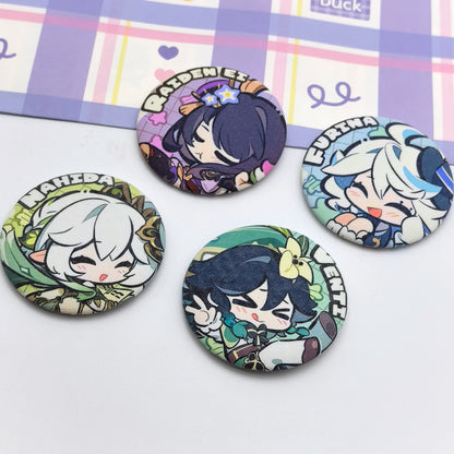 1PC Anime Game Genshin Venti Furina Nahida Pretty Q Version Badges Brooches Men Clothes Scarves Pins Decorations Beautiful Gifts