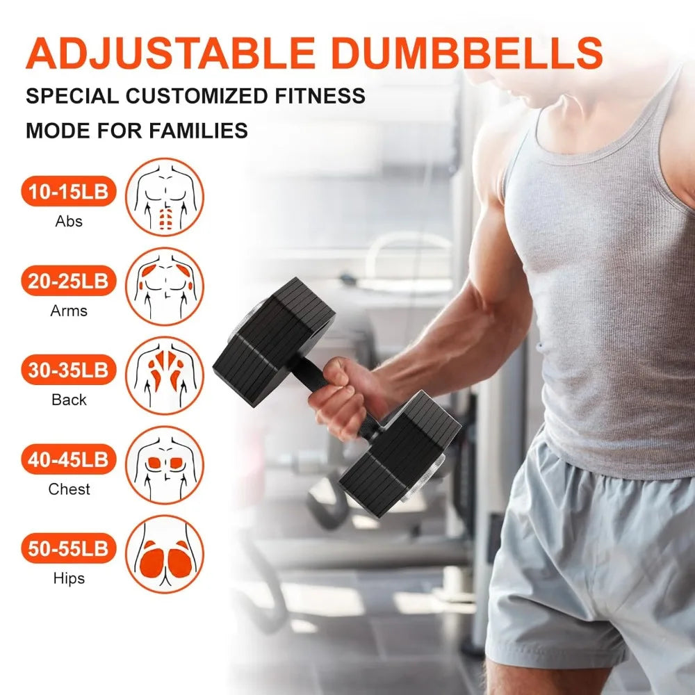 Adjustable Dumbbell Sets, Each 50LB Pairs Durable Steel Build, Free Weights Dumbbells Set of 2, Customized